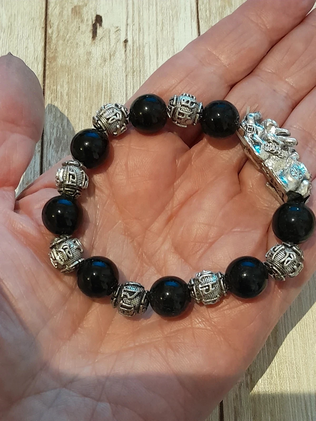 Feng Shui armband, in zwart obsidiaan, rijkdom en geluk nr. 3 – photo 4